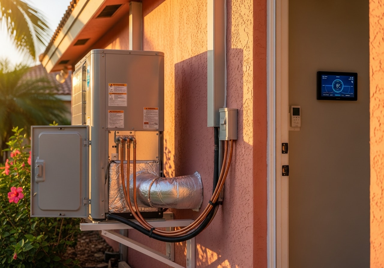 New high-efficiency central air conditioning system installed in Palm Beach County home
